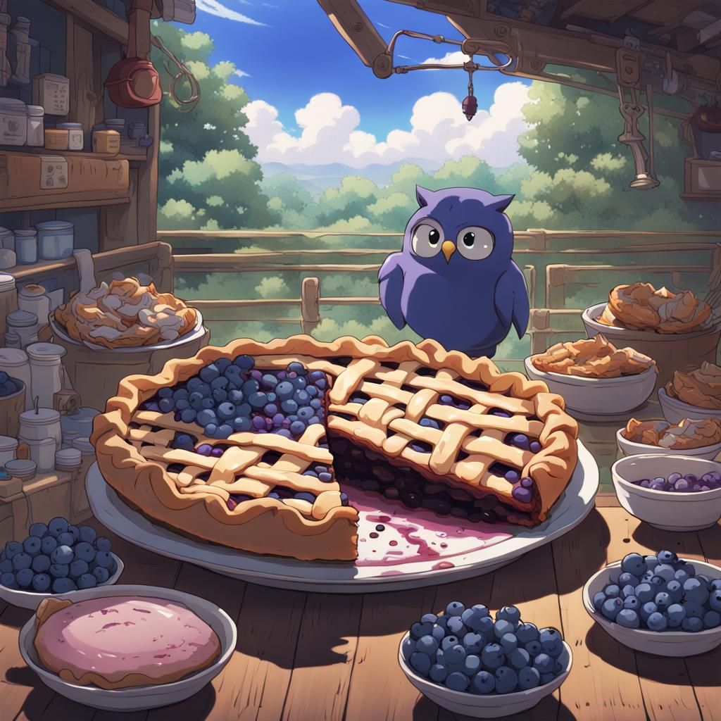 Blueberry Pie Slingshot with Owl Warrior, Ghibli Anime