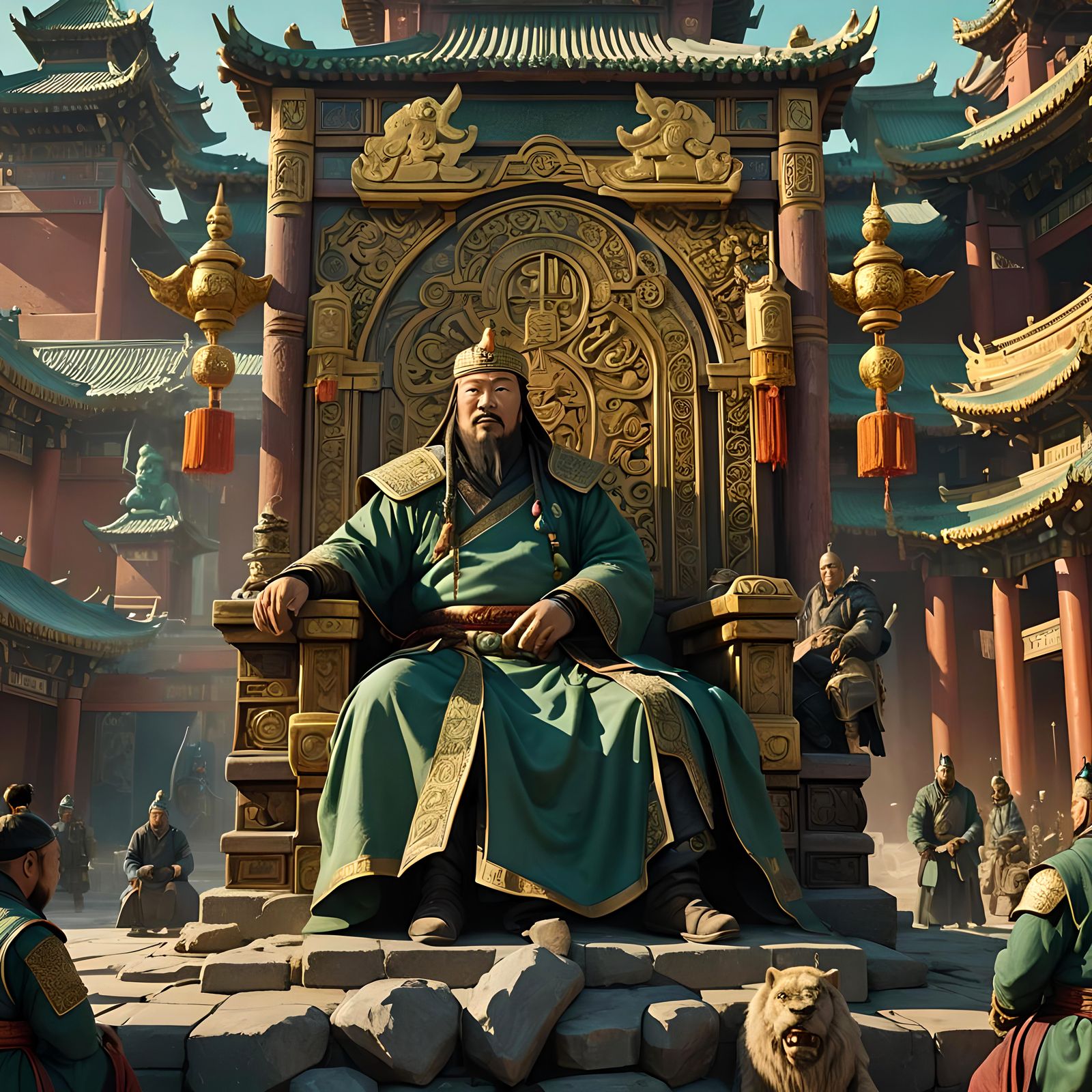 Kublai Khan: Detailed Matte Painting in Deep Color