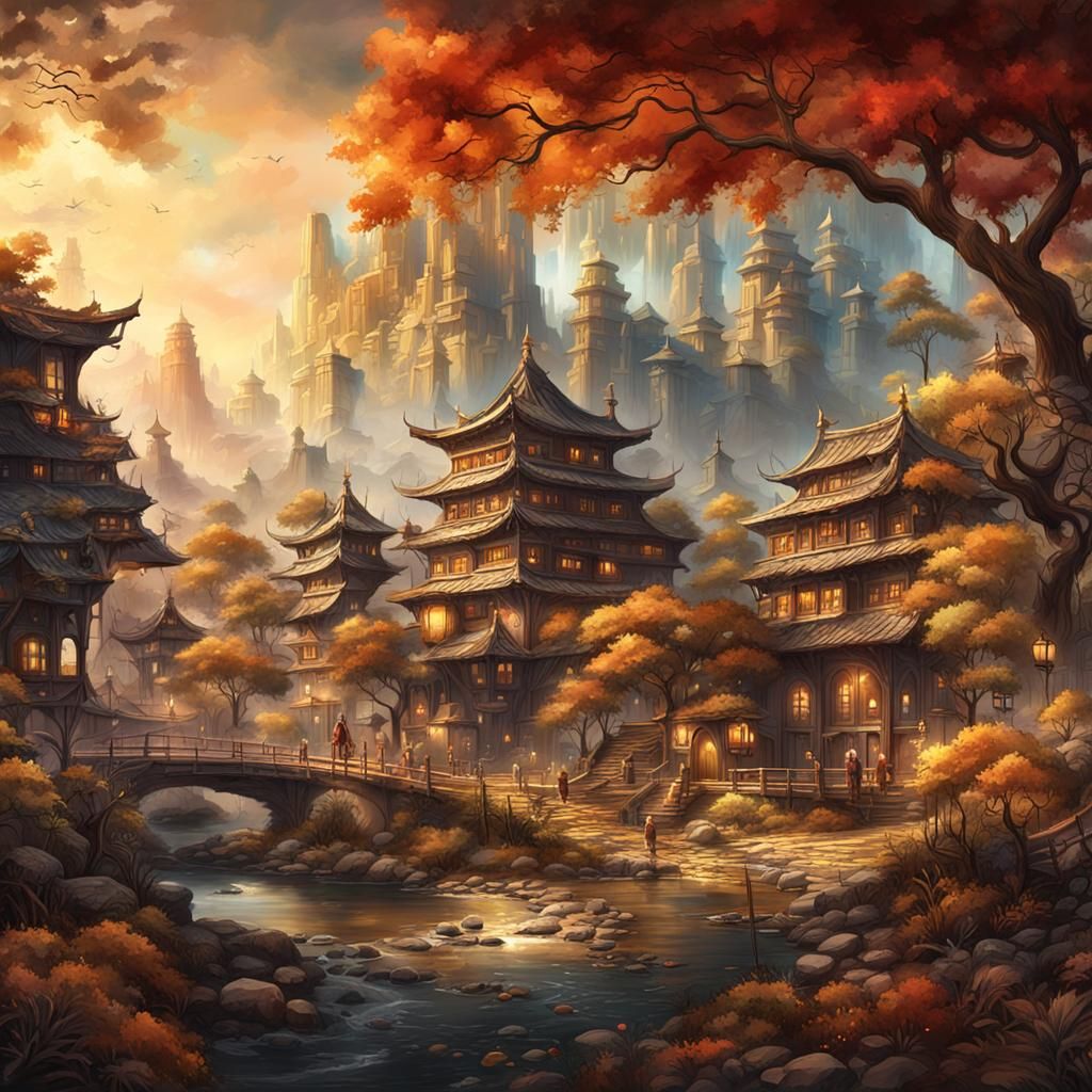 Fantastical Matte Painting with Watercolor Ink Wash