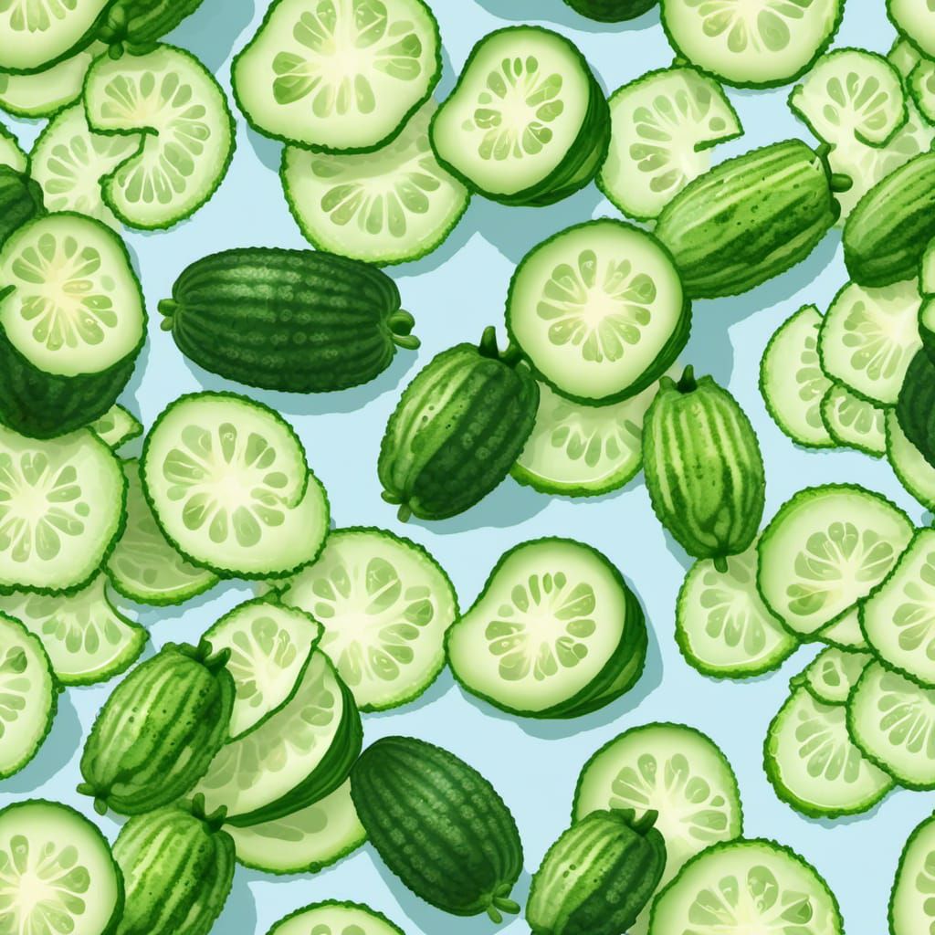 Hyperrealistic Cucumber with Klimt-Inspired Pattern