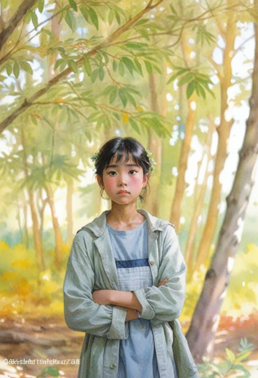 Whimsical Watercolor Portrait in Studio Ghibli Style