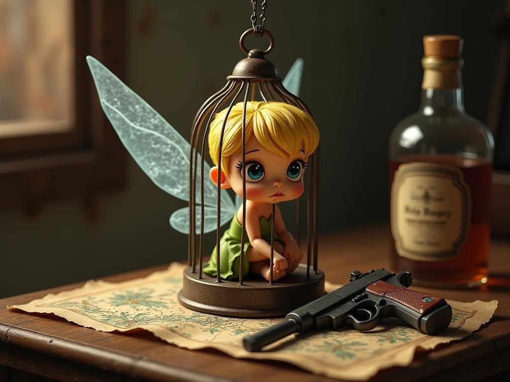 Tinkerbell's Confinement: A Lonely Fairy in a Birdcage