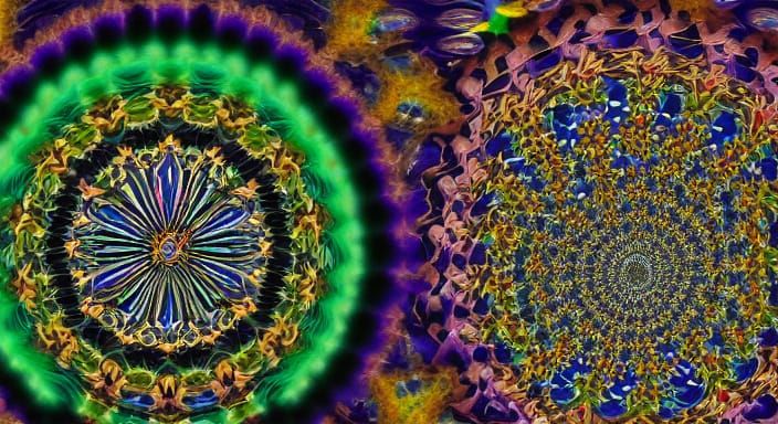 Kaleidoscopic Garden Vortex in Time's Flow