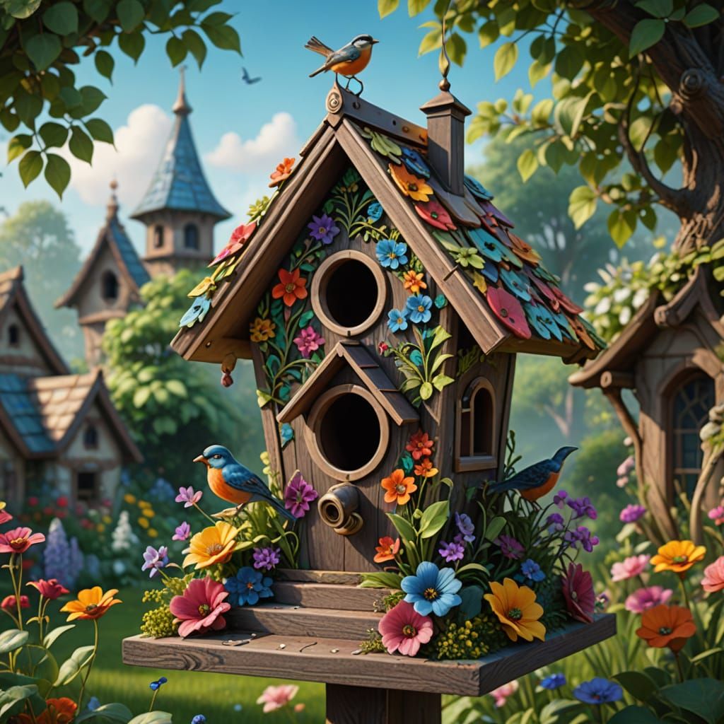Magical Birdhouse in Fantasy Garden Concept Art