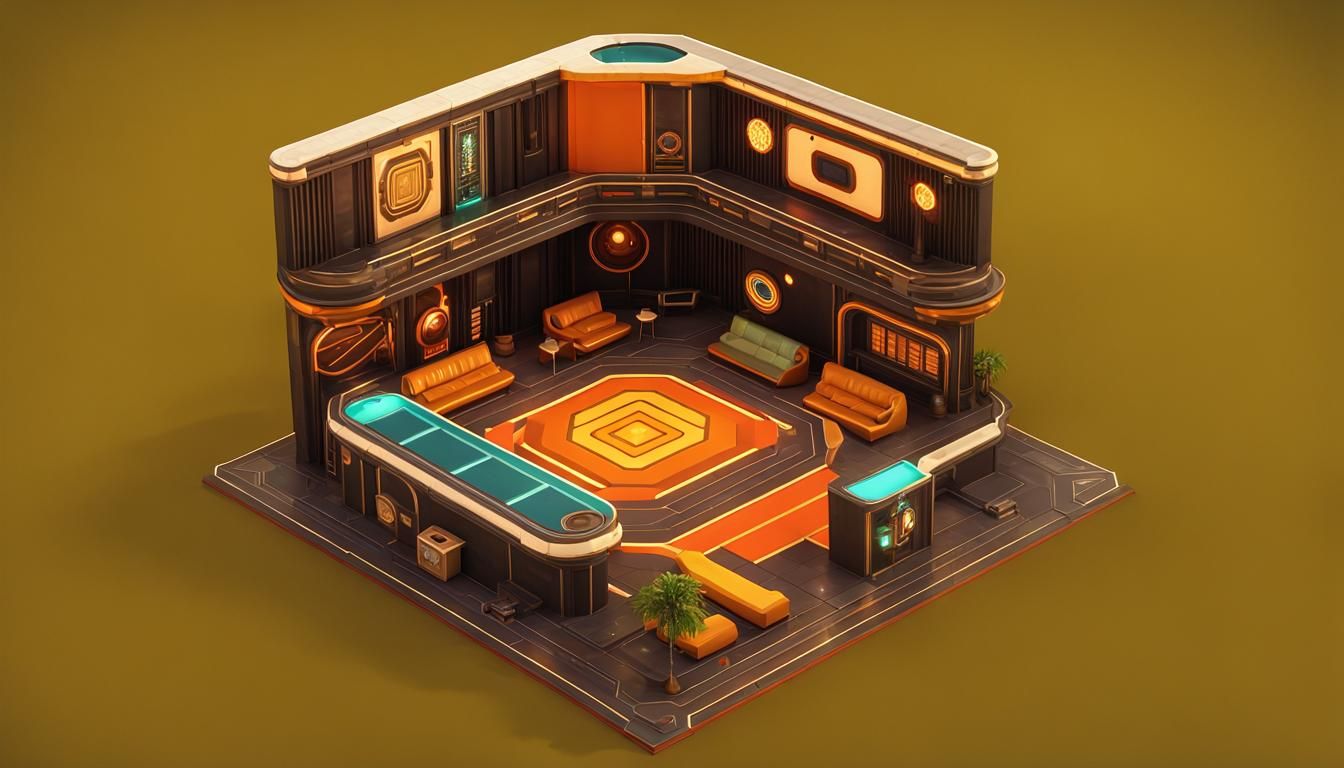 Retrofuturistic Solarpunk Game Tileset in Toon Style