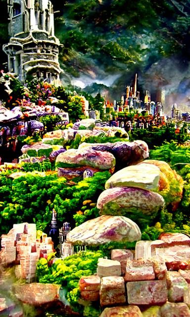 Fantasy Kingdom Capital City in Kinkade Style