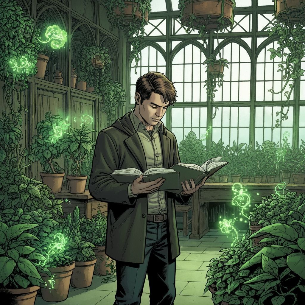 Neville Longbottom in Hogwarts Herbology Classroom, DC Comic...