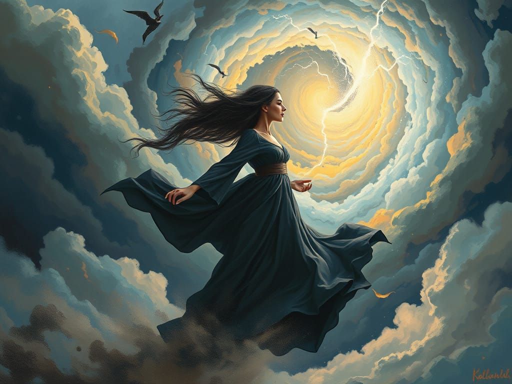 Ethereal Storm Goddess Unleashes Lightning Bolt