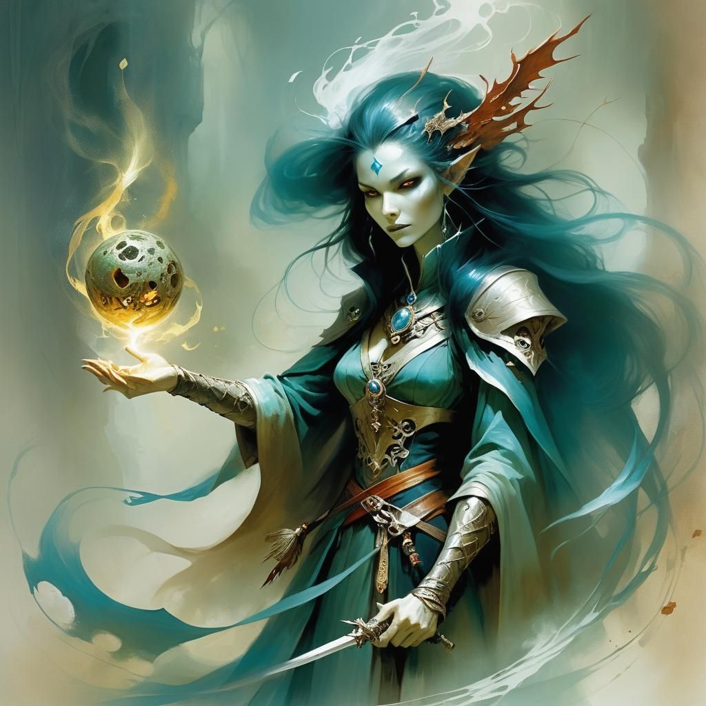 Dark Sorceress in Dungeons and Dragons Style