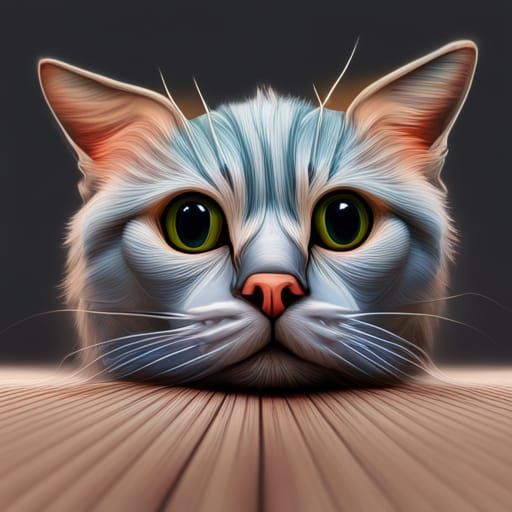 Hyperrealistic Light Blue Cat with Intricate Details