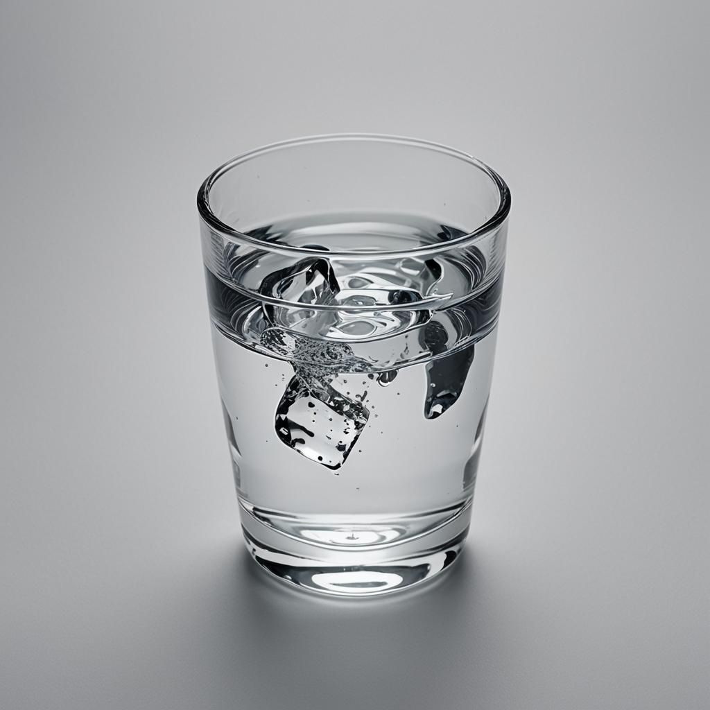 Minimalist Glass of Water on White Background
