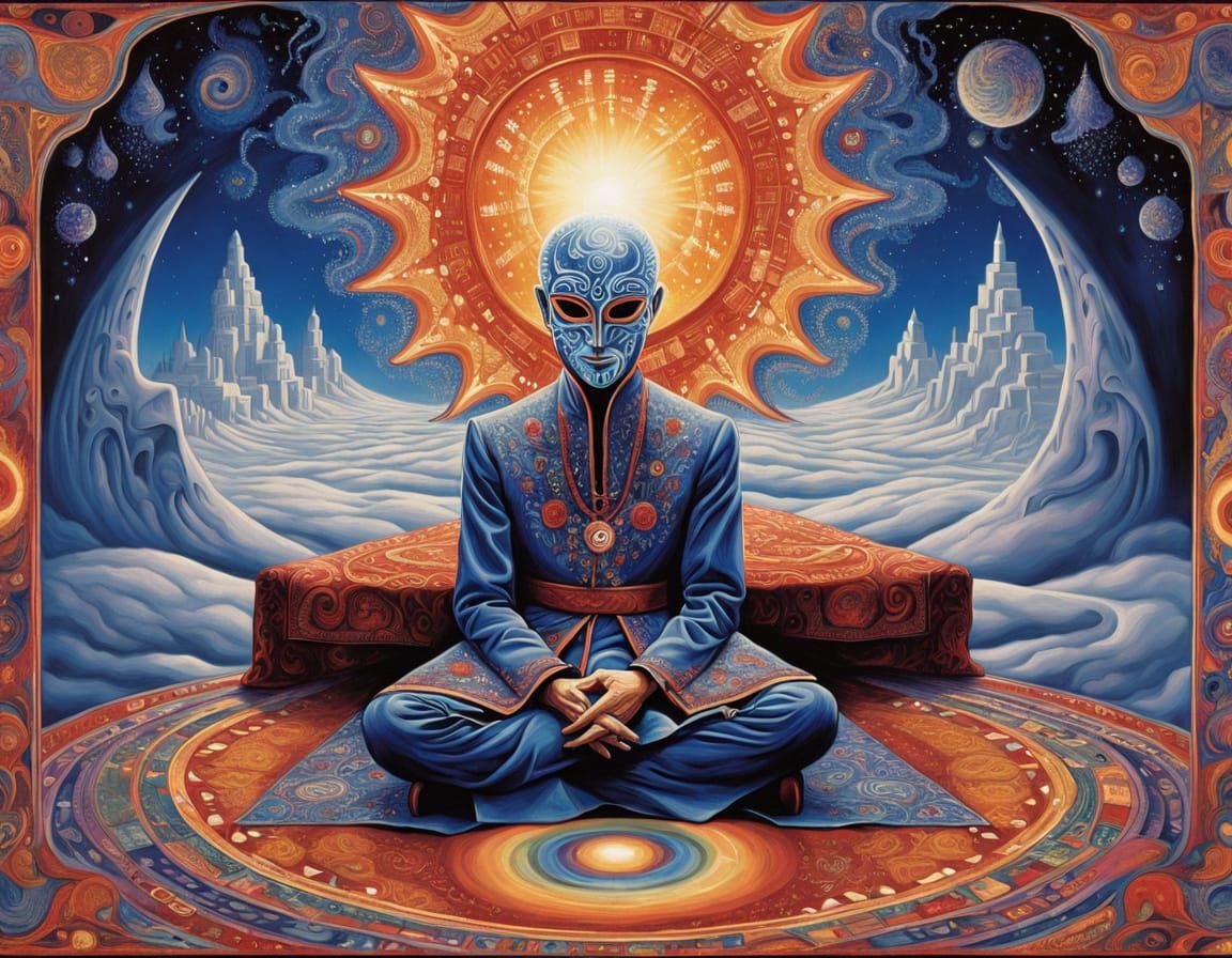 Mystical Encounter in Victorian Attire, Amidst a Whirling Sn...