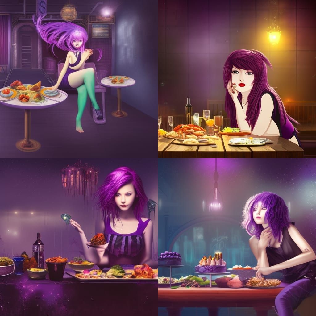 Nightclub Scene with Woman in Matte Painting Style