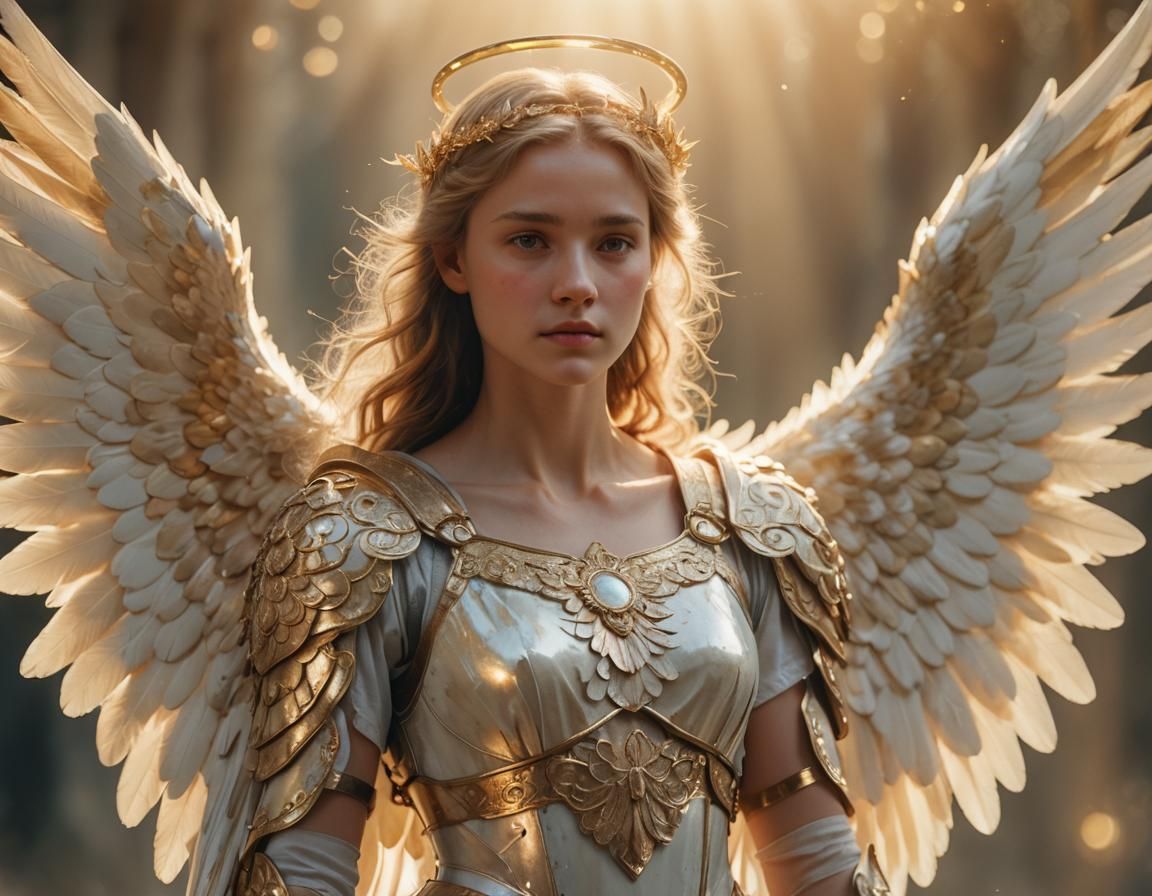 Golden Angel with Halo in Soft Focus