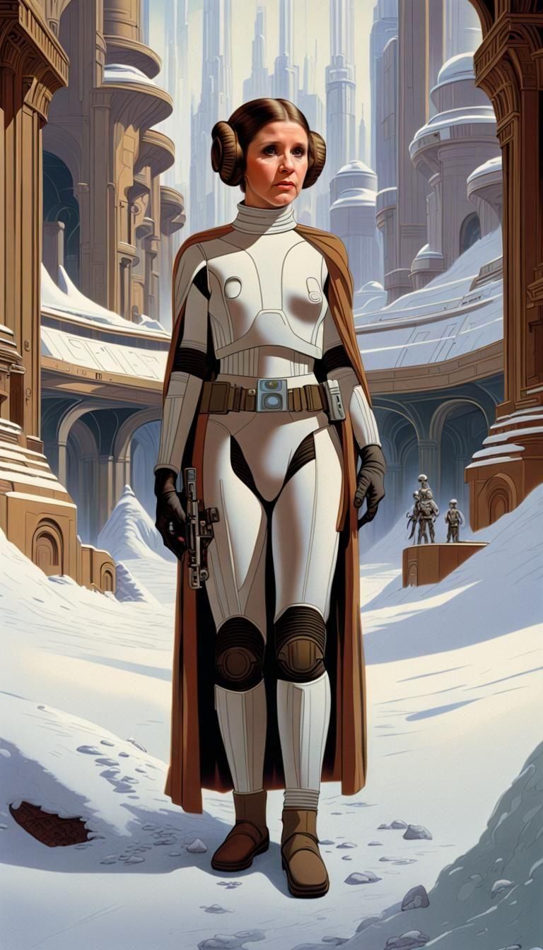 Princess Leia in snow gear, when Star Wars was still good.
