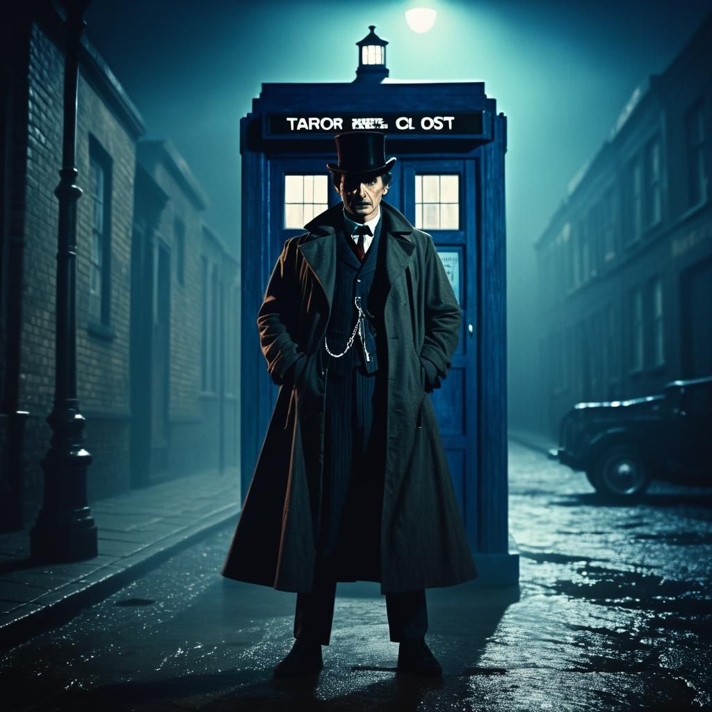 Jack the Ripper Outside the TARDIS: Cinematic Film Still