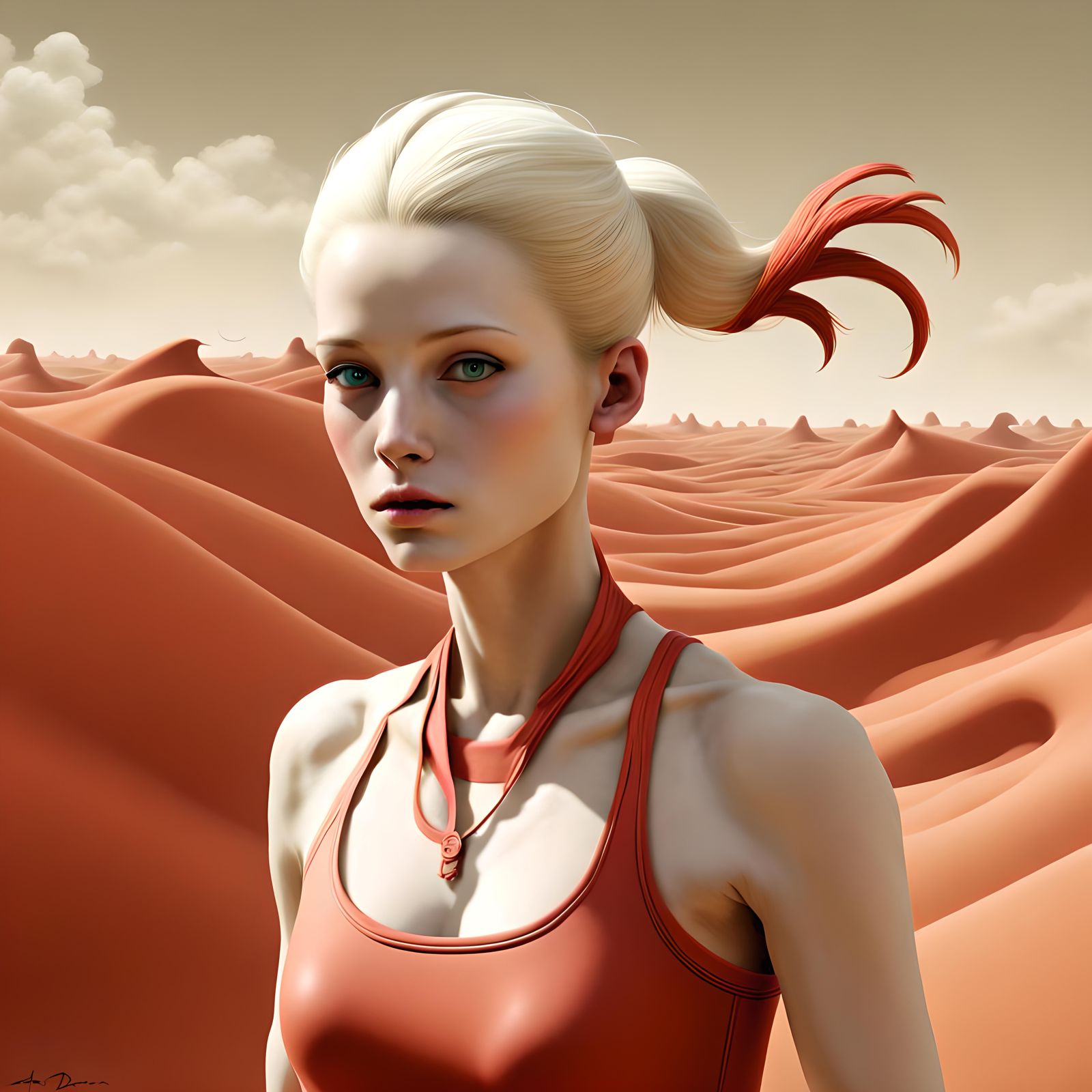 Portrait, female, runner, terra cotta, community, wave funct...