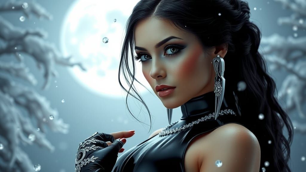 beauty ice queen in latex wear