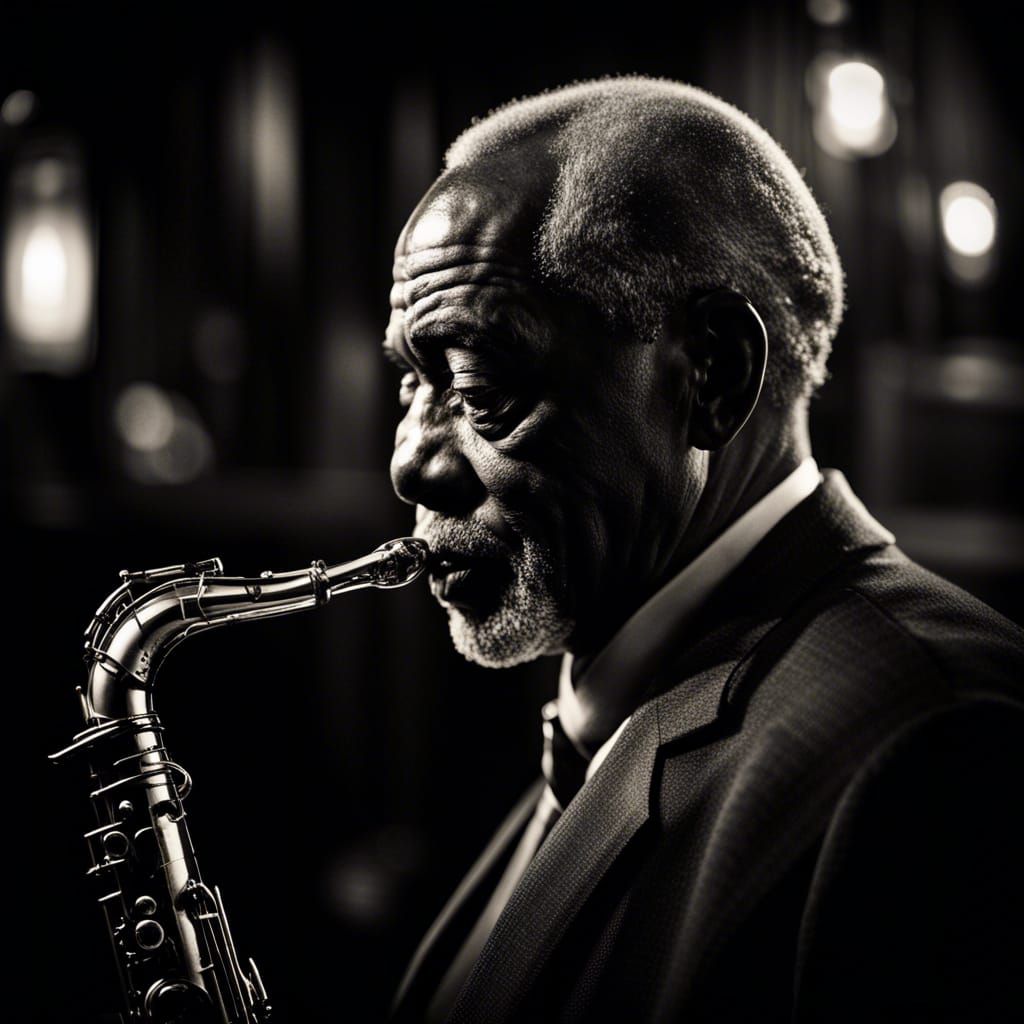 Saxophone Player in 1930s Jazz Club, Photography
