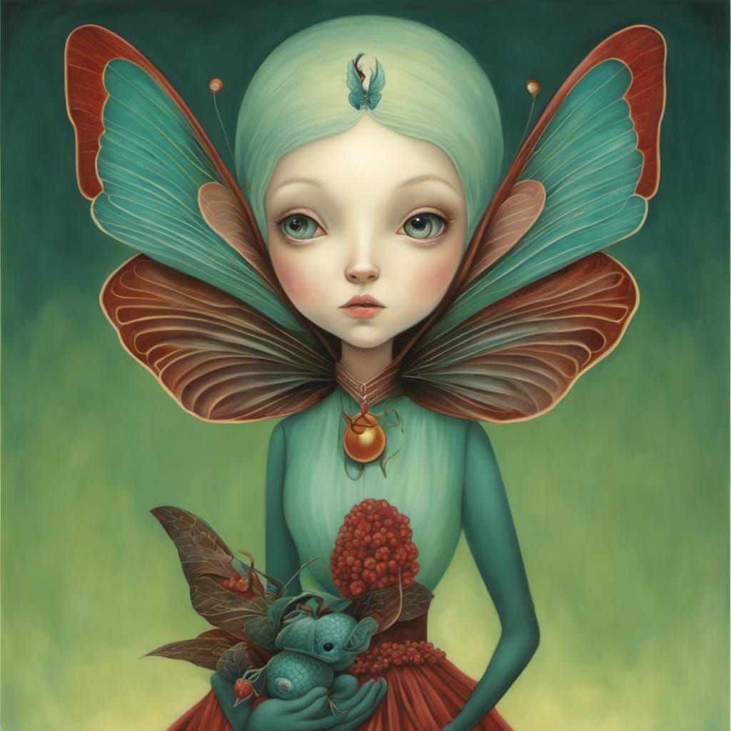 Anthropomorphic Moth Portrait in Fantasy Style