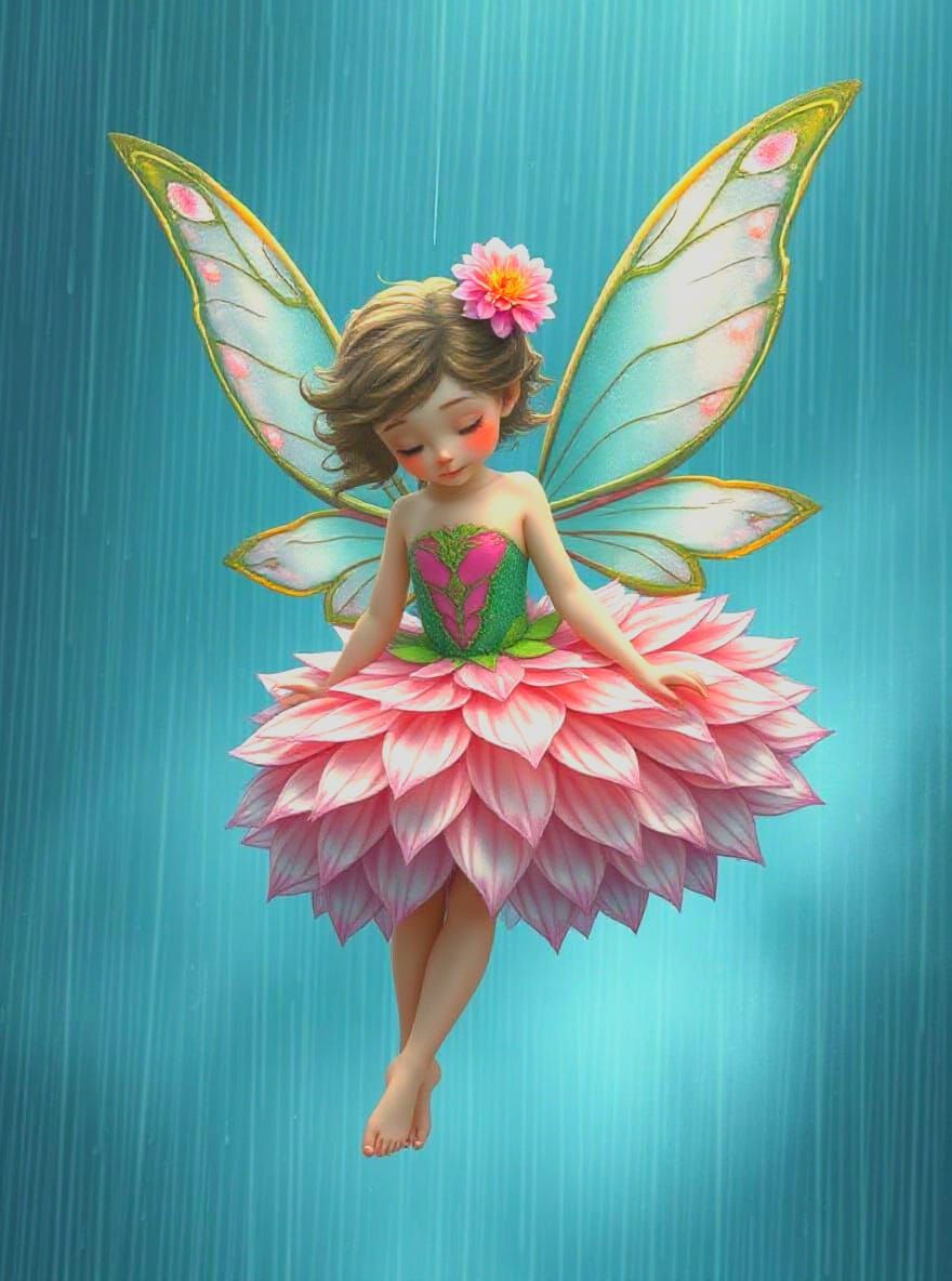Fairy Caught in Rain, Ethereal Fantasy Art