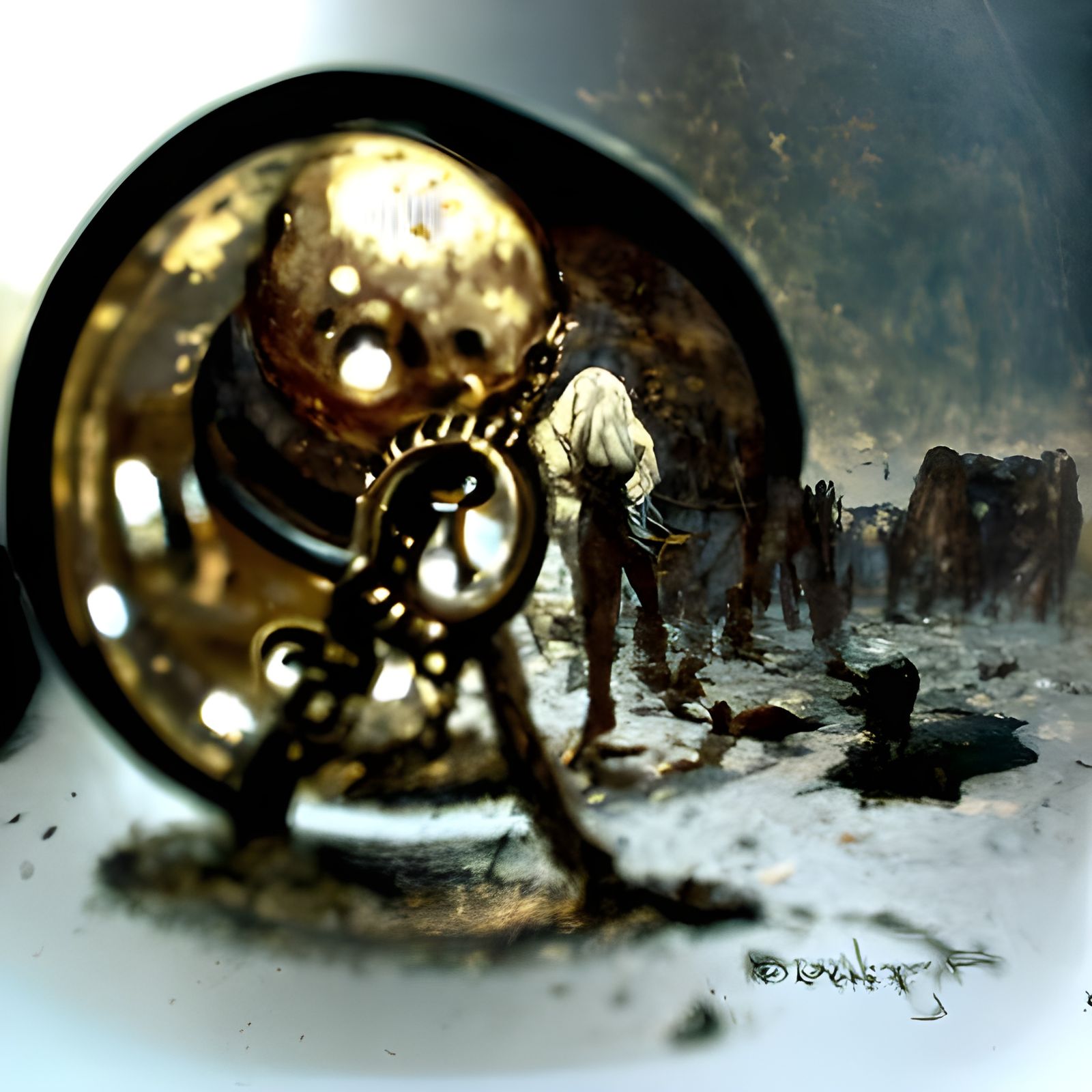 Eerie Rusty Watch: Gothic Horror Art