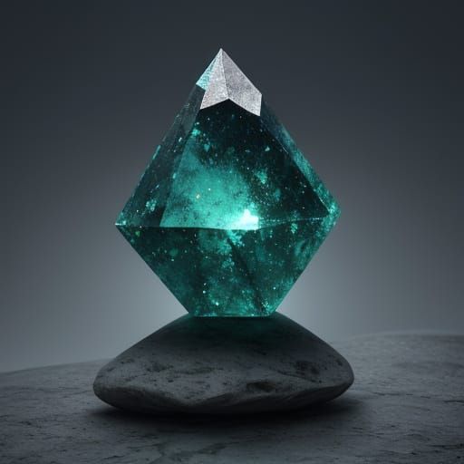 Emerald Gemstone with Shimmering Facets in Dramatic Light