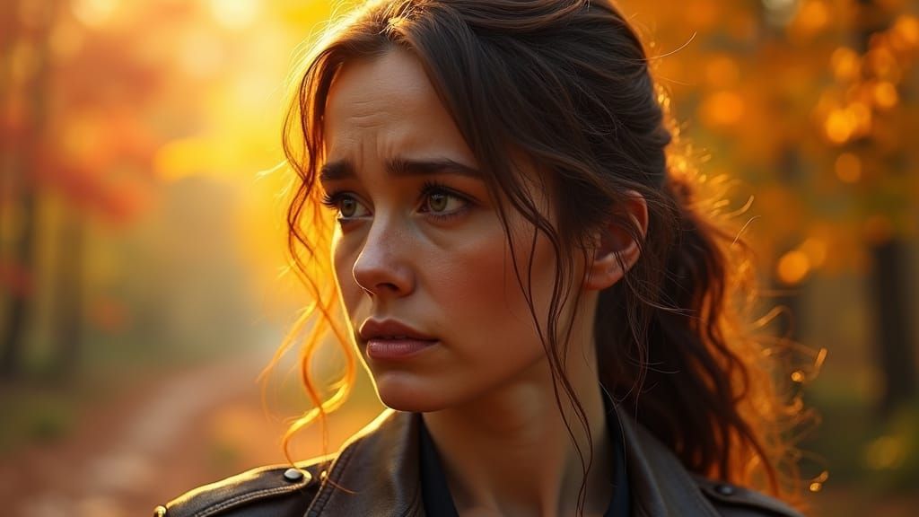 Dramatic Autumn Portrait in Photorealistic Style