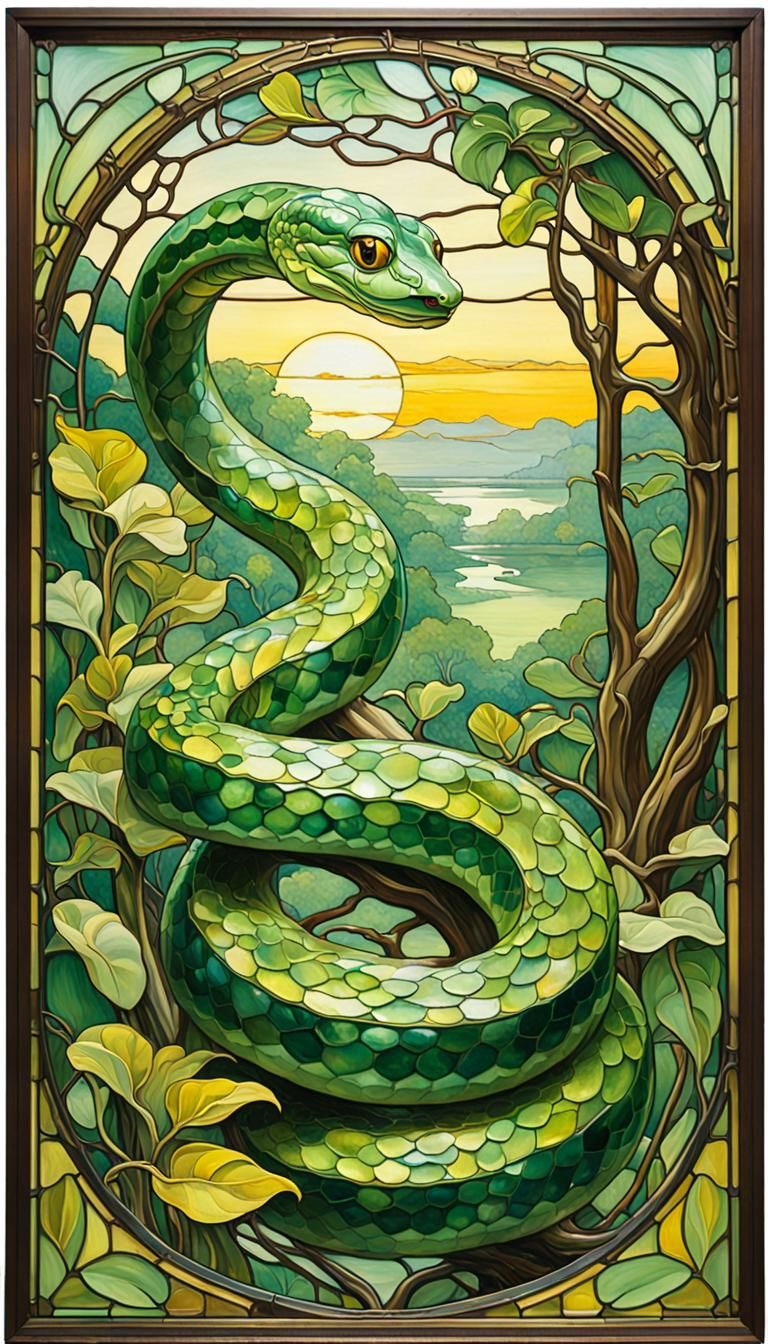 Jungle Snake in Art Nouveau Style