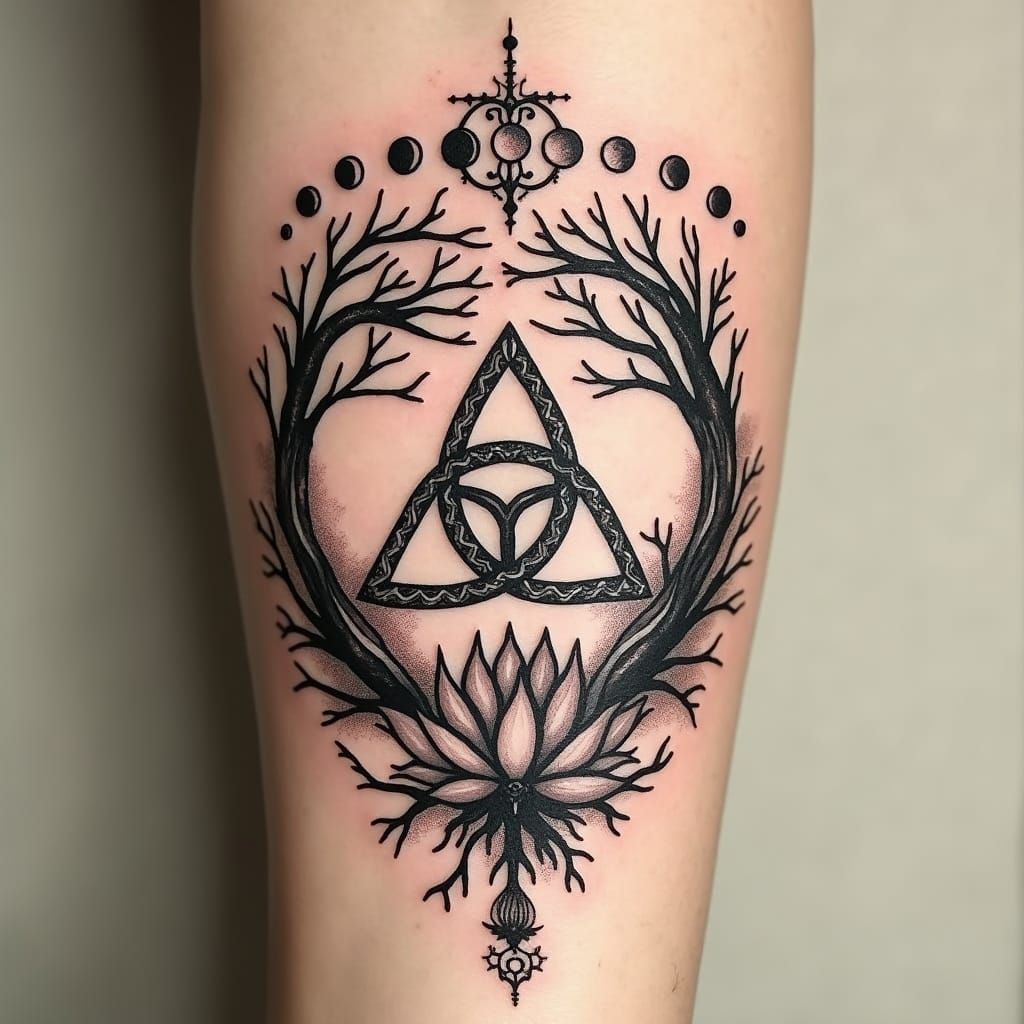 Celtic Tree of Life Tattoo Design with Triquetra