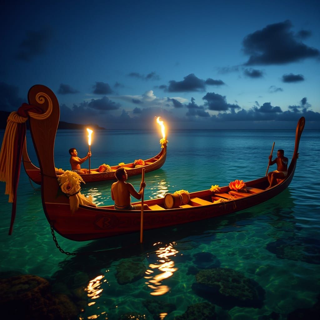 Palauan Canoe Festival at Night: Tradition and Festivity