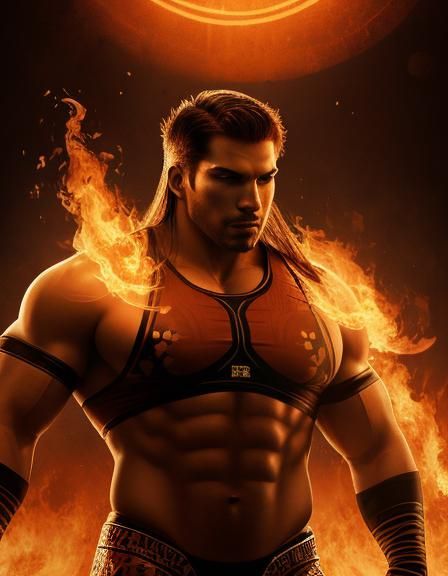 Geometric Digital Art of Wrestler in Sepia Tones