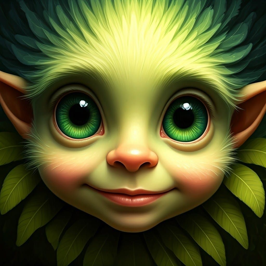 Whimsical Close-Up Portrait of a Mystical Being