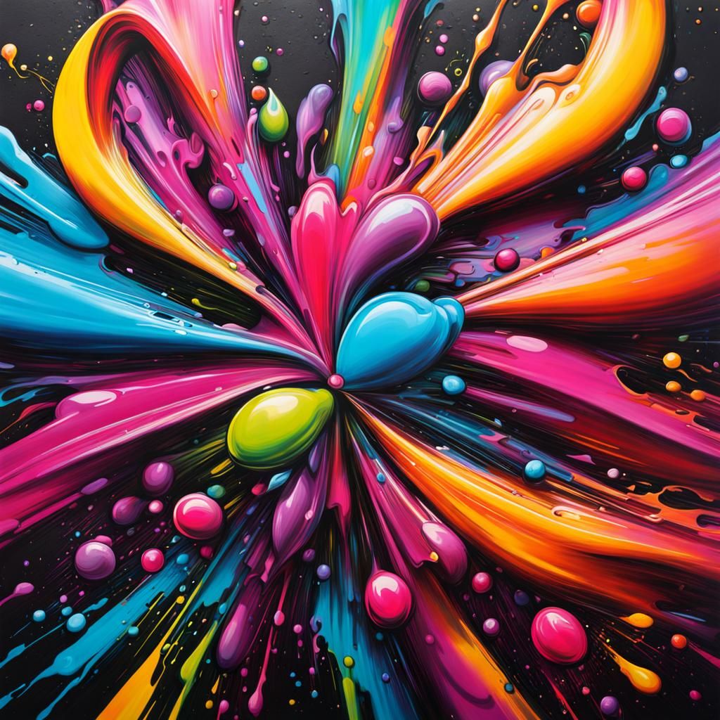 Colorful Spring Graffiti Art with Splash Effects