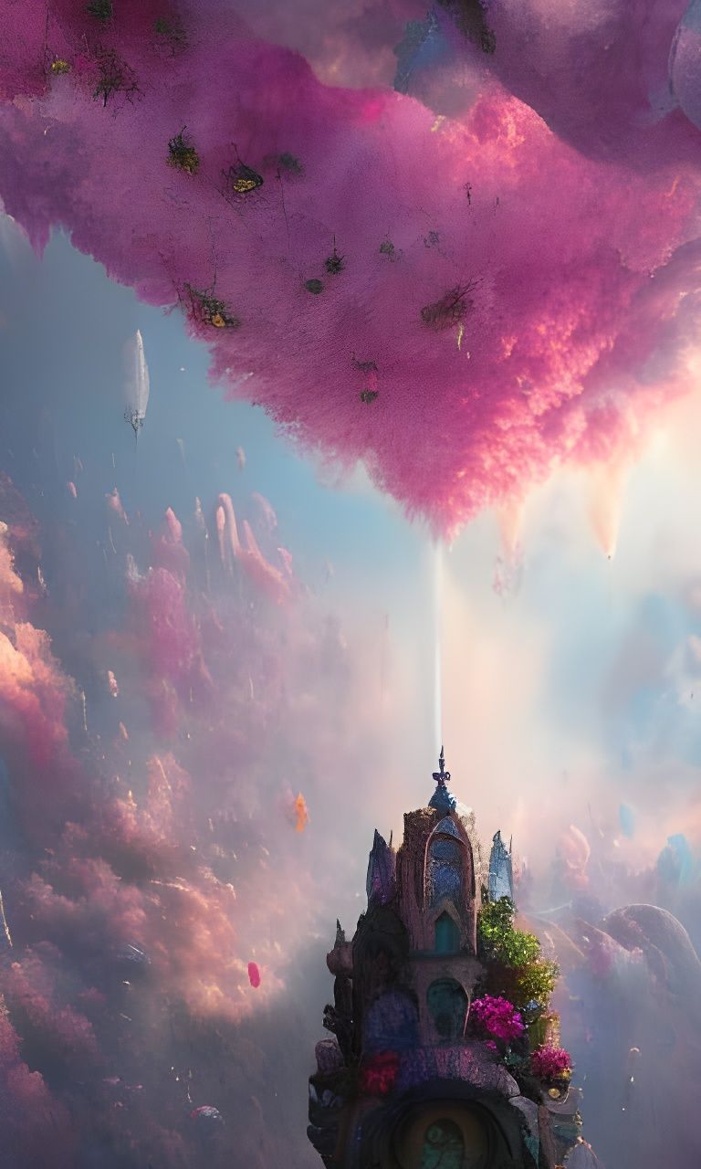 Fantastical Floating Fountain in Pastel Colors