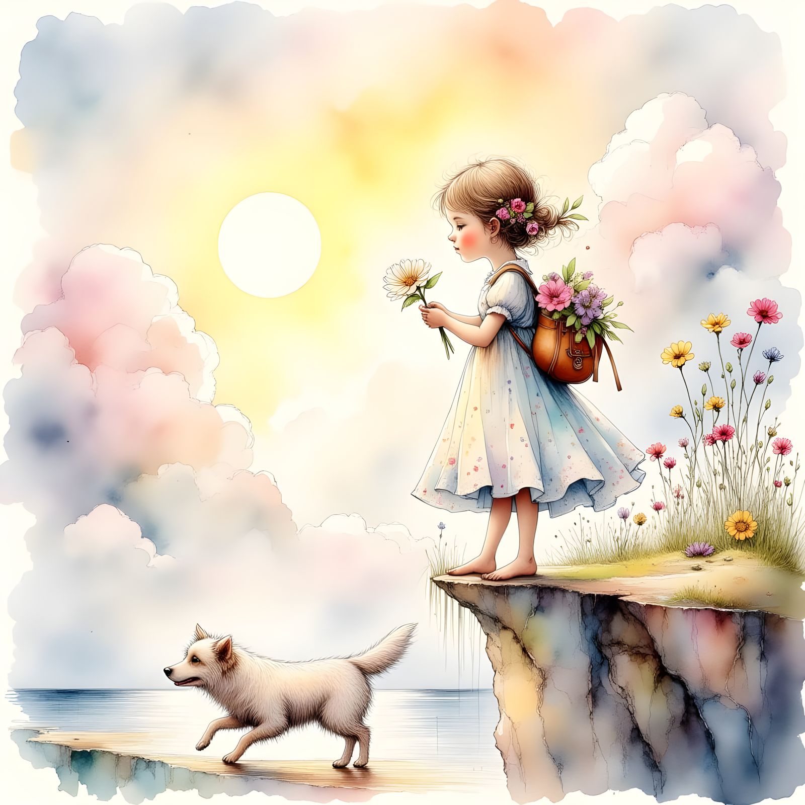 Dreamy Watercolor Illustration of the Fool Tarot Card