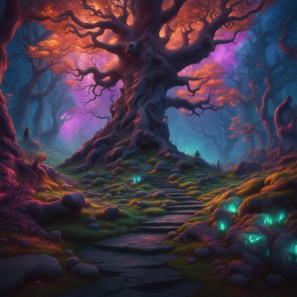 Psychedelic Haunted Forest: Fantasy Concept Art