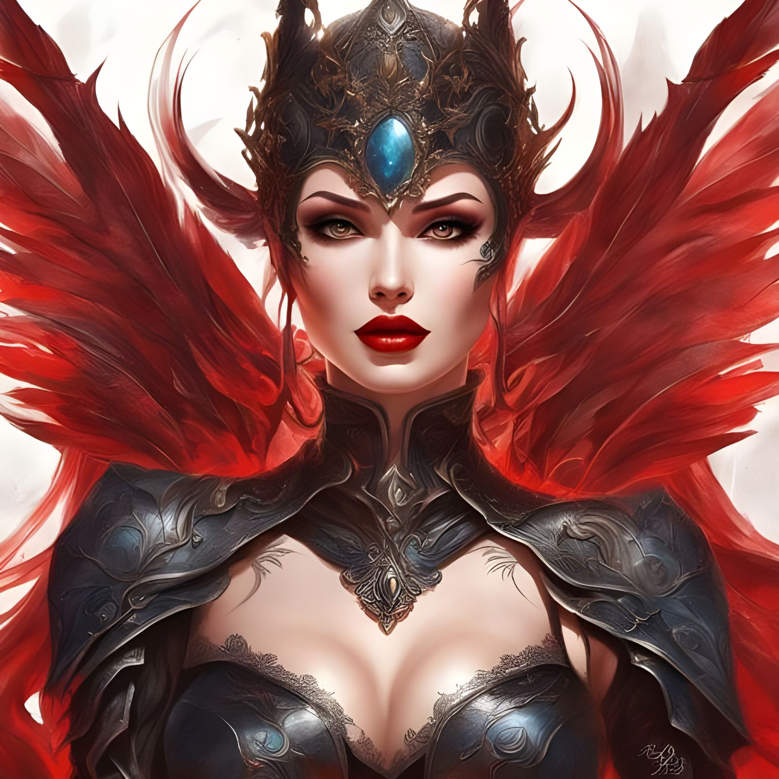 Gothic Leather Mistress Portrait in Splash Art Style