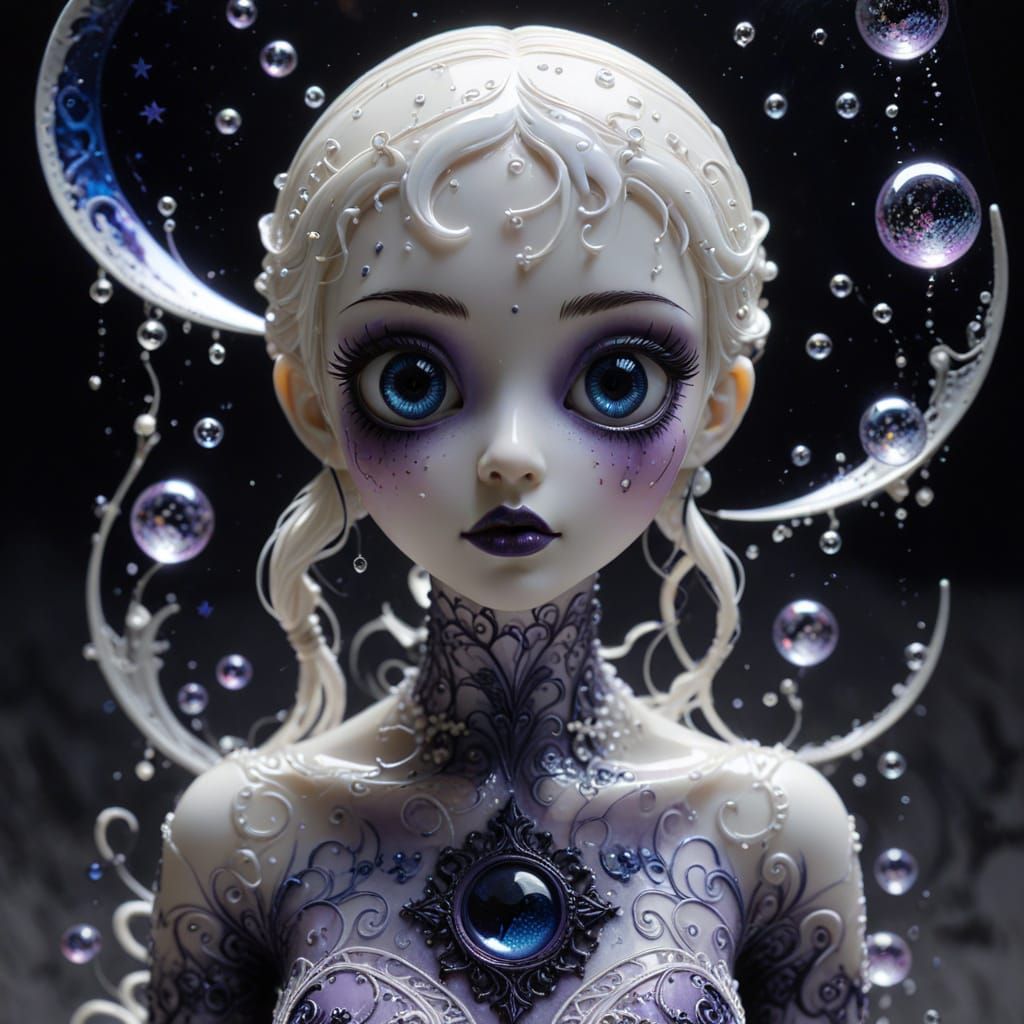 Whimsical Eldritch God of Plague in Tim Burton Style