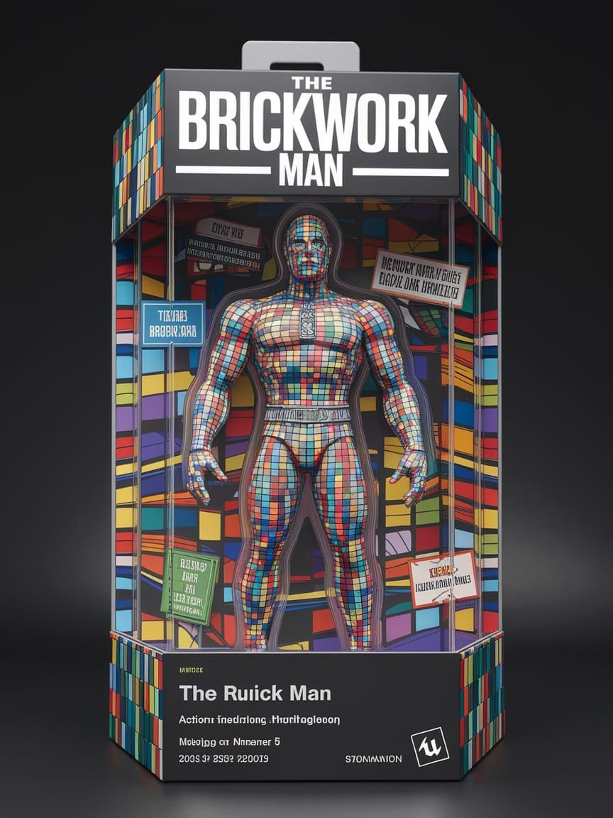 Abstract Superhero Action Figure Box in Modern Art Style