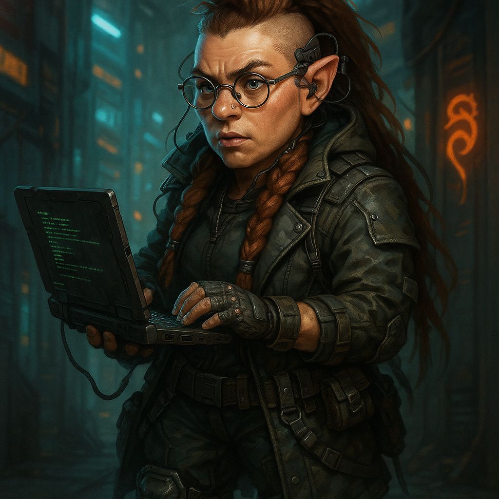 Cyberpunk Female Dwarf in Shadowrun World