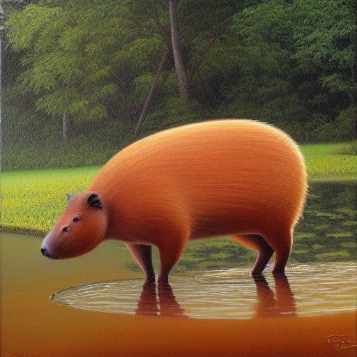 Capybara Portrait in Oil Painting Style