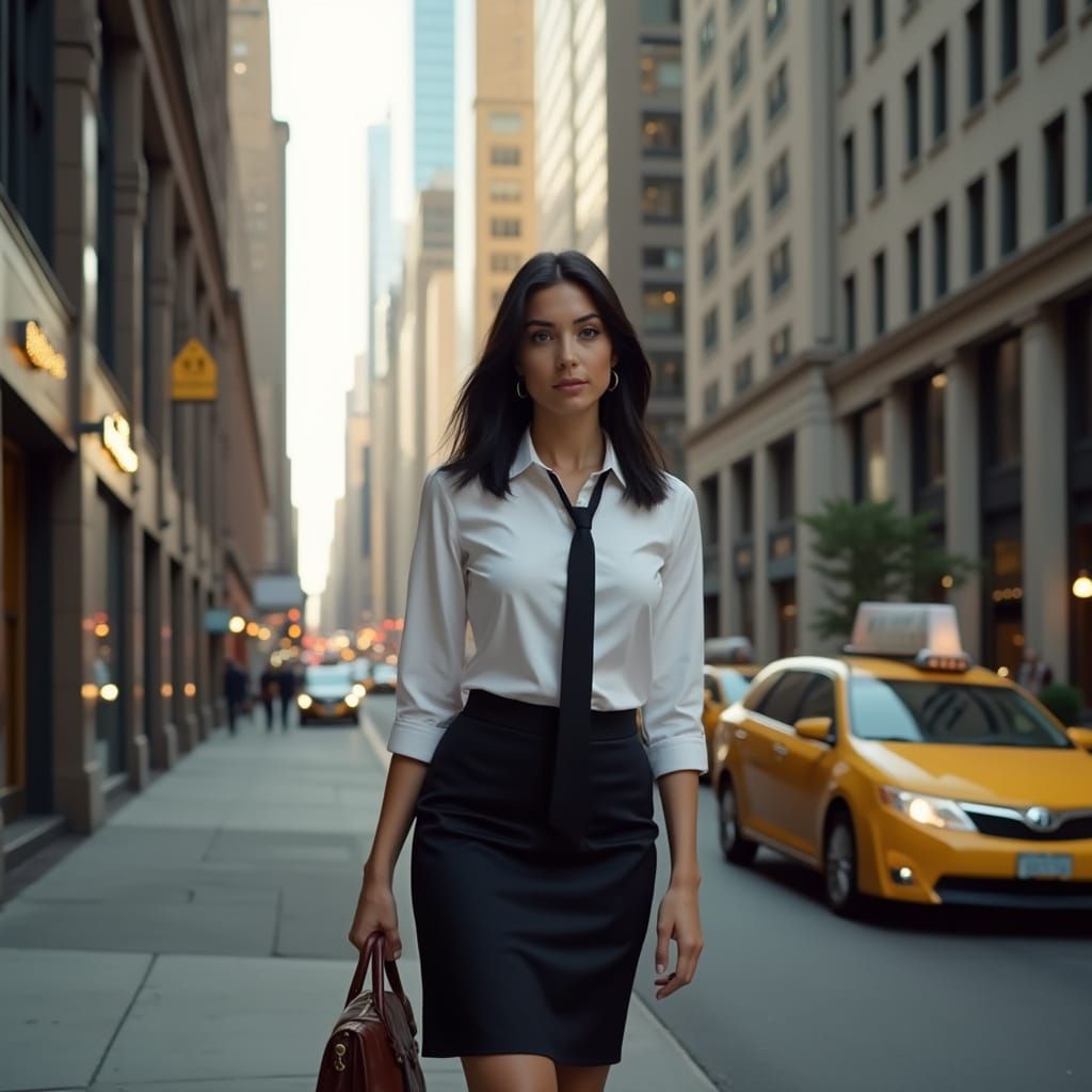 Hyper-Realistic Photo of Woman in Business District