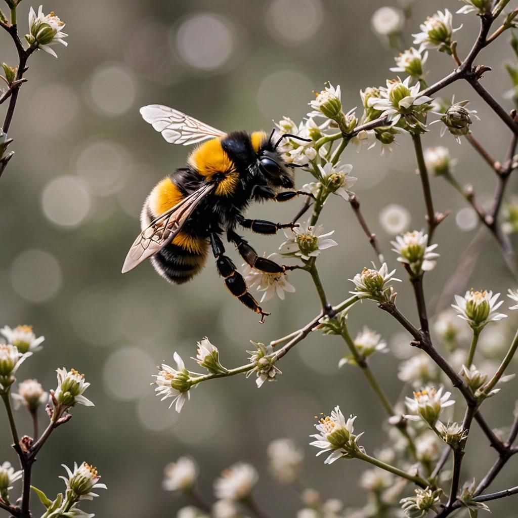 Bumblebee Macro Photograph with Bokeh