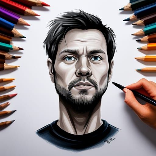 Realistic Cartoon Drawing of a Human Figure