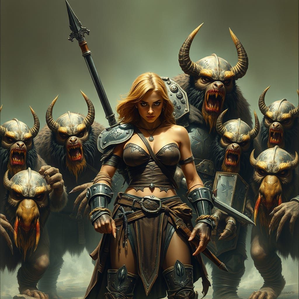 Fierce Woman Confronts Hobgoblin Captain