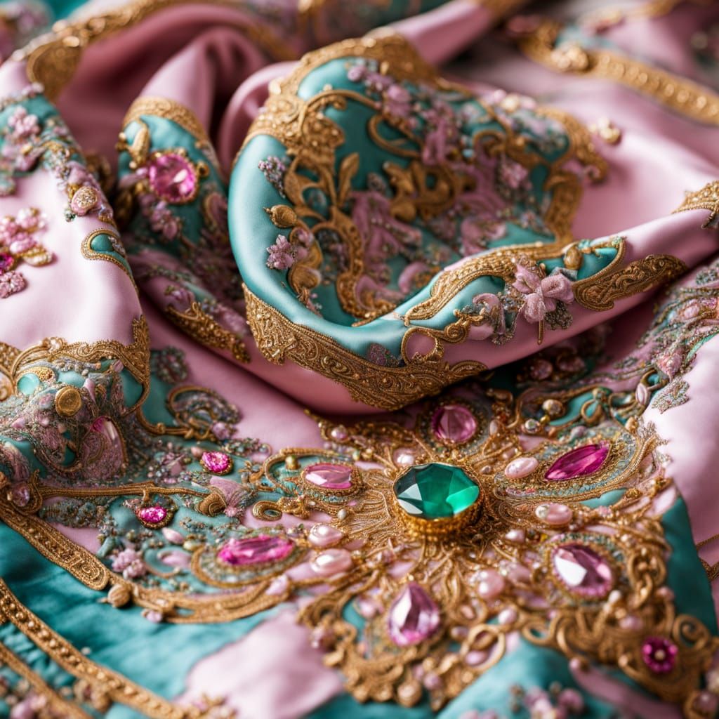 Exquisite Silk Scarf with Diamond and Tapestry Embroidery