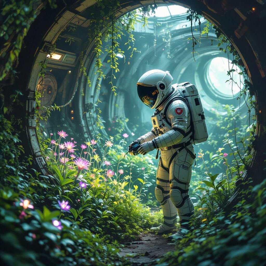 Bioluminescent Garden in Derelict Spaceship