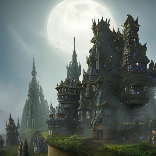 Enormous Fantasy Building in Digital Art Style