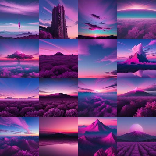 Vibrant Epic Sky Gradient in a Dramatic Surreal Landscape